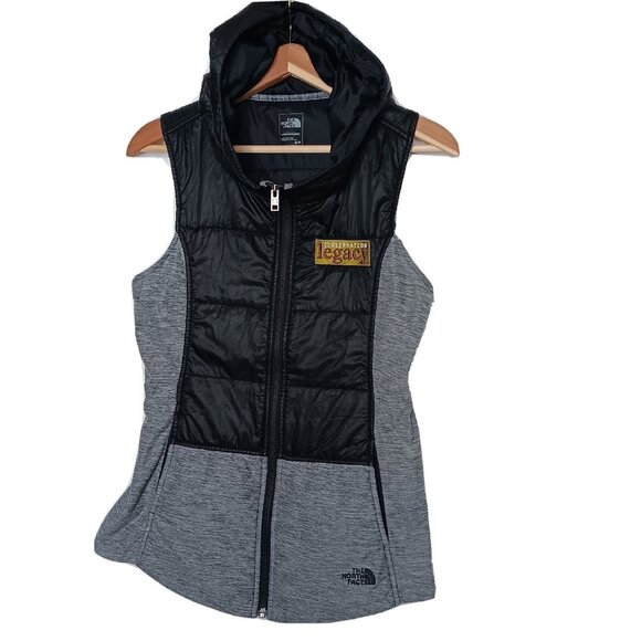 The North Face Jackets & Blazers - The North Face Woman S Pseudo Puffer Tunic Vest Gray Black Conservation Logo Zip